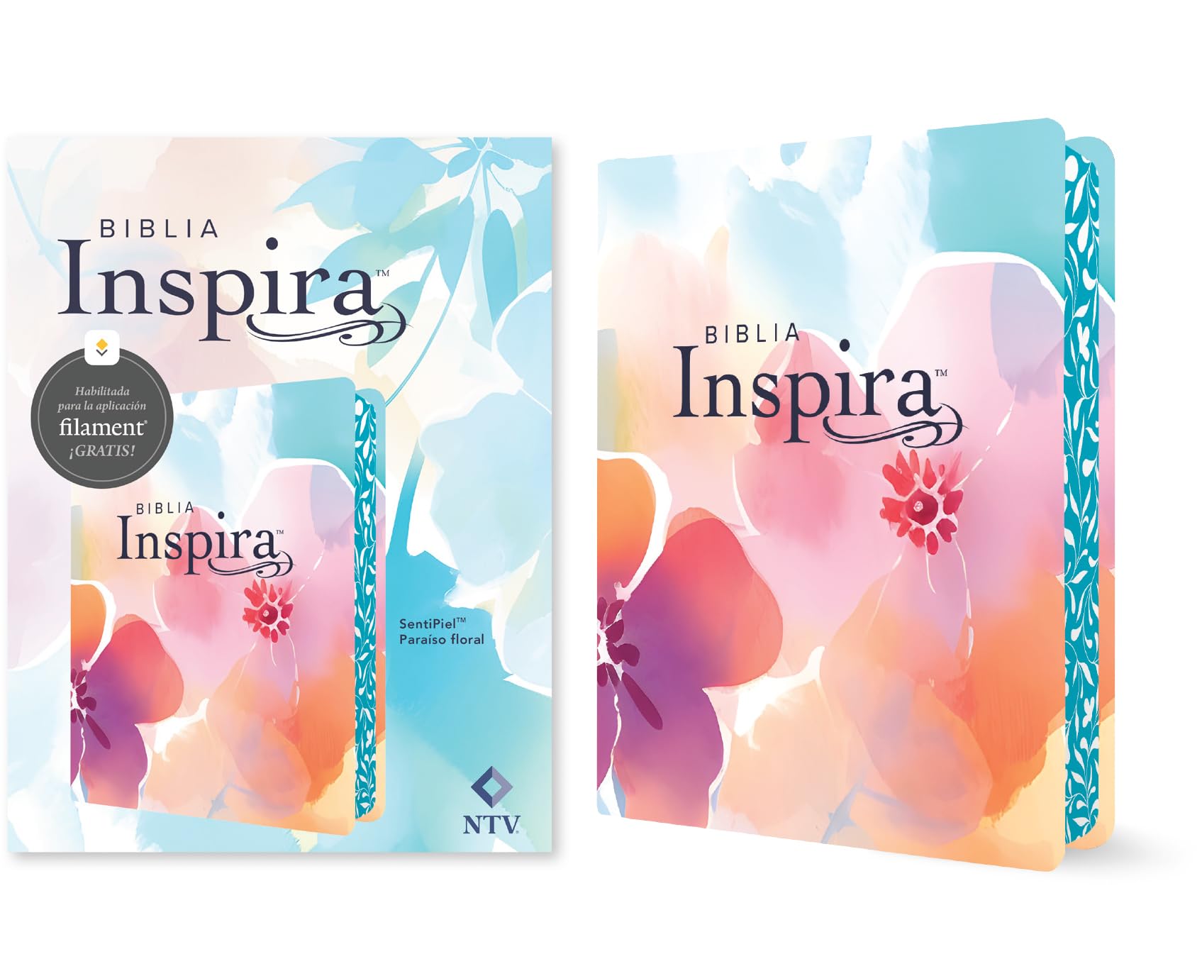 Biblia Inspira NTV, compatible APP Filament (SentiPiel, Paraíso floral)