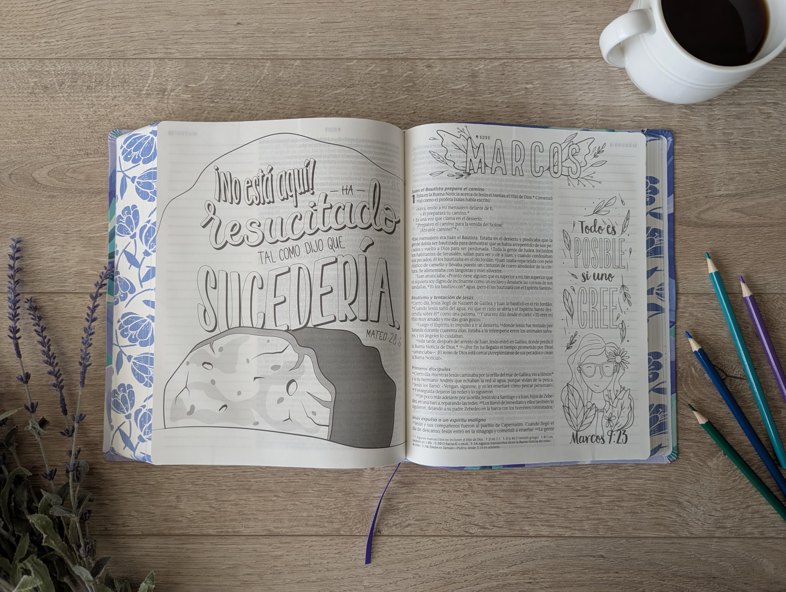 Biblia Inspira NTV, letra grande, compatible APP Filament (SentiPiel, Ramo azul)