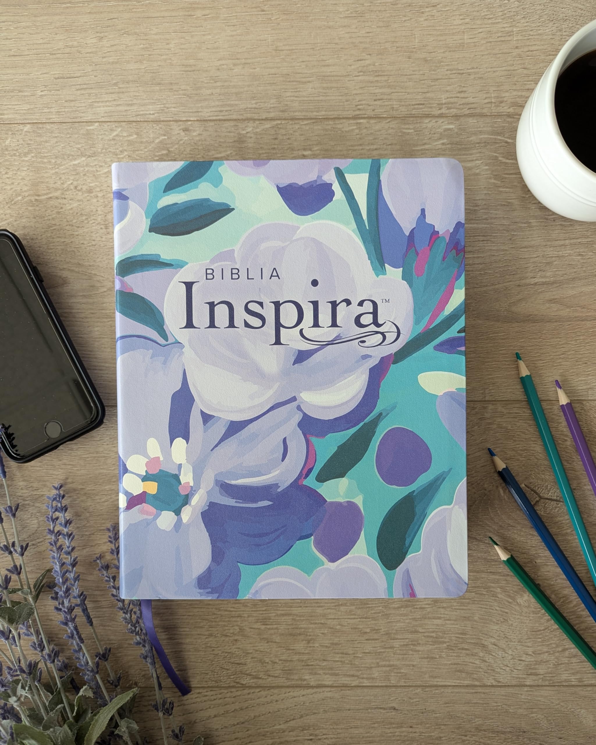 Biblia Inspira NTV, letra grande, compatible APP Filament (SentiPiel, Ramo azul)